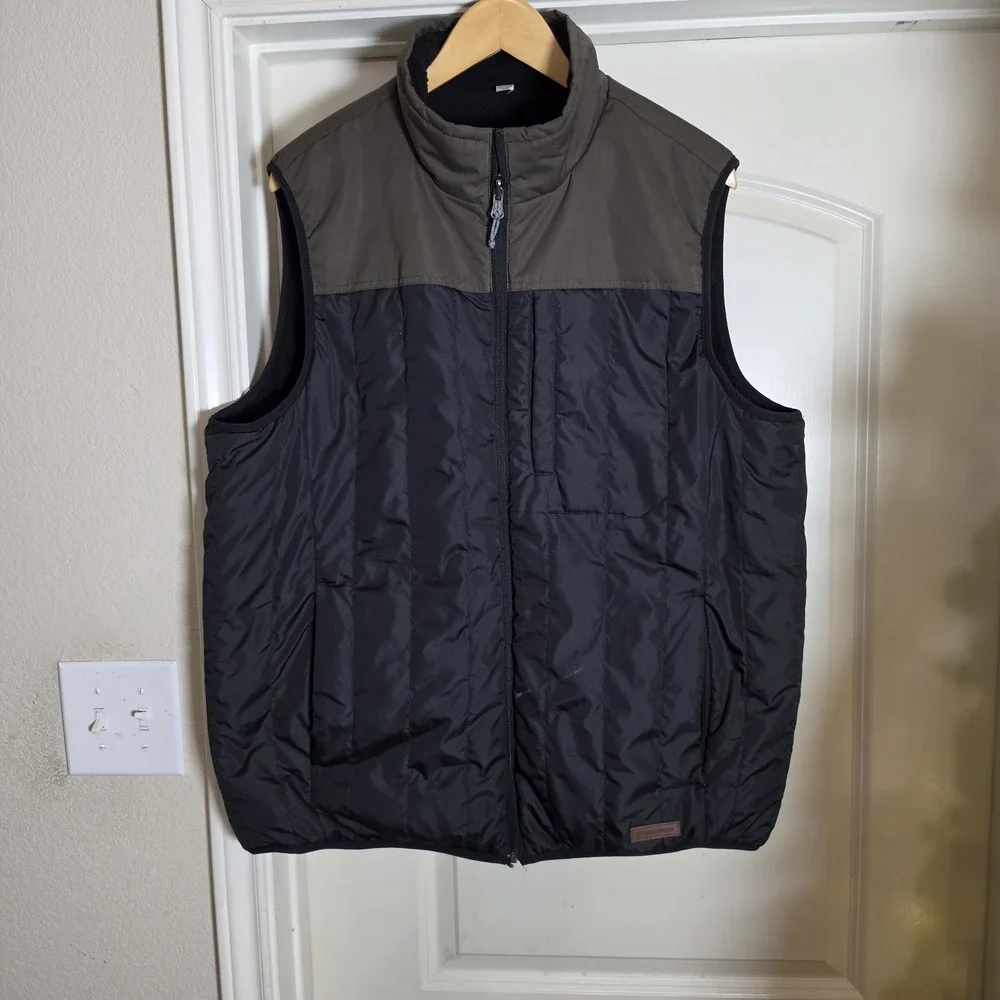 FREE COUNTRY MEN'S ALPINE REVERSIBLE Full Zip VEST SIZE XL beige and green